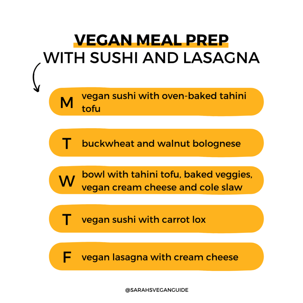 vegan-lunch-meal-prep-with-sushi-and-lasagna