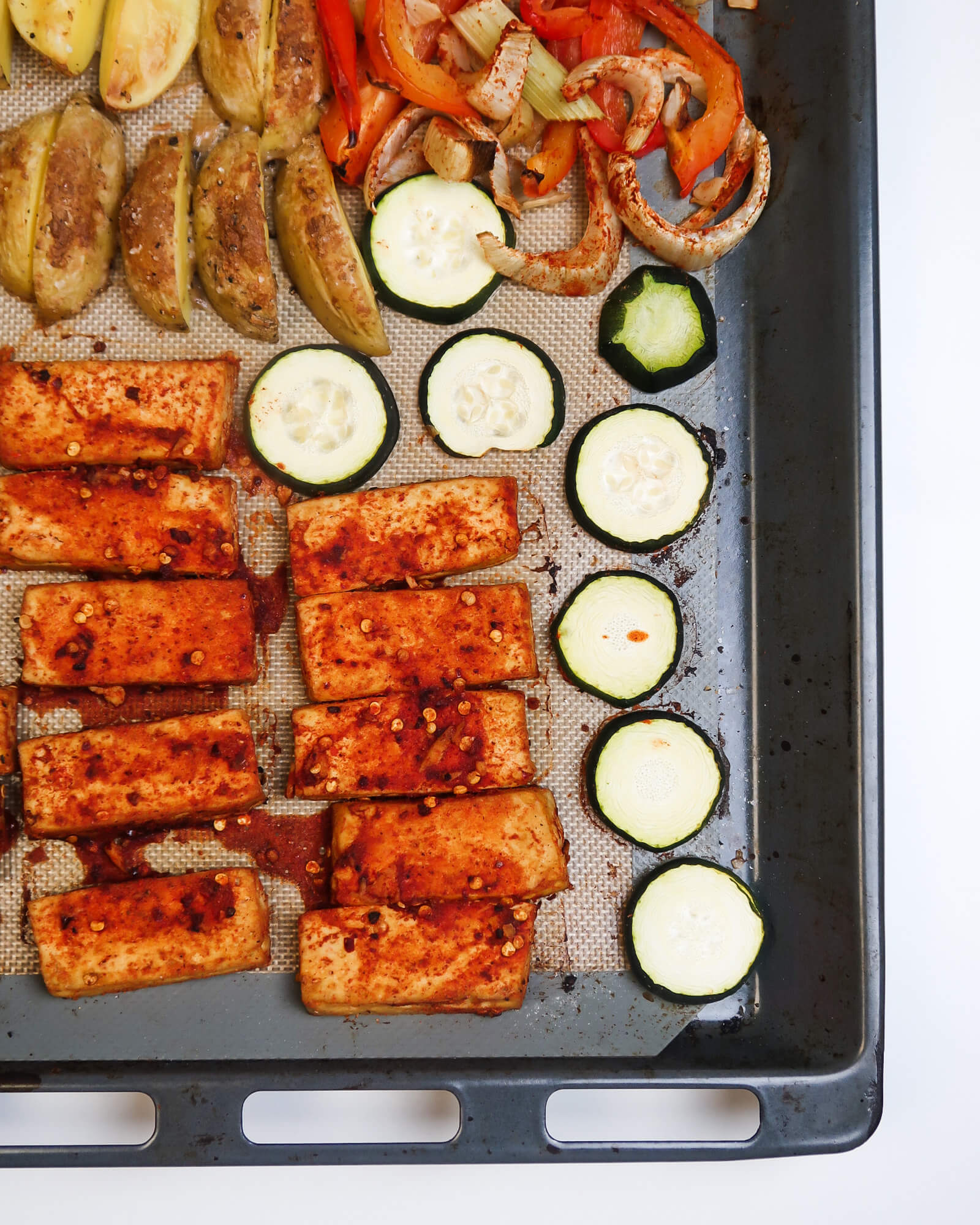Easy Vegan Tofu Sheet Pan Dinner (sweet & spicy) Sarahs Vegan Guide